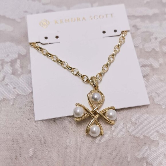 Kendra Scott Everleigh Gold Necklace White Pearl - Picture 2 of 3